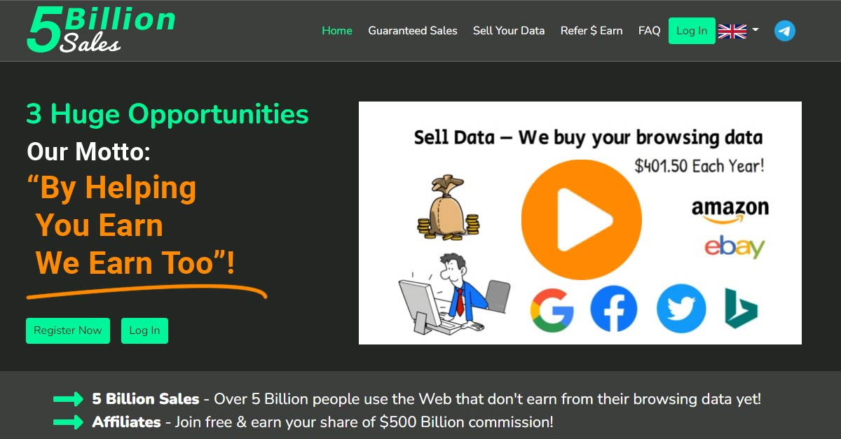 Sell Your Browsing Data - 5BillionSales